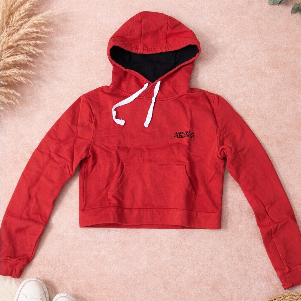 Red Cropped Top Hoodie Size Small